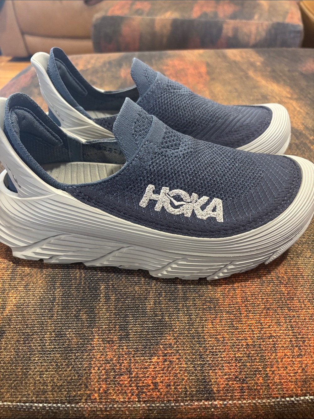 Hoka Kids Slip-On Sneakers in Navy and White